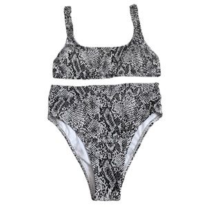 Xhilaration Black and White Snakeskin High Waisted
Ribbed Bikini Set Size S